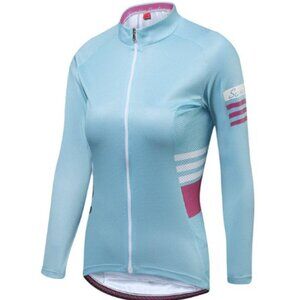 Santic Women's Blue Jersey Long Sleeve Zipper Cycling Shirt Jacket US SM_NWT